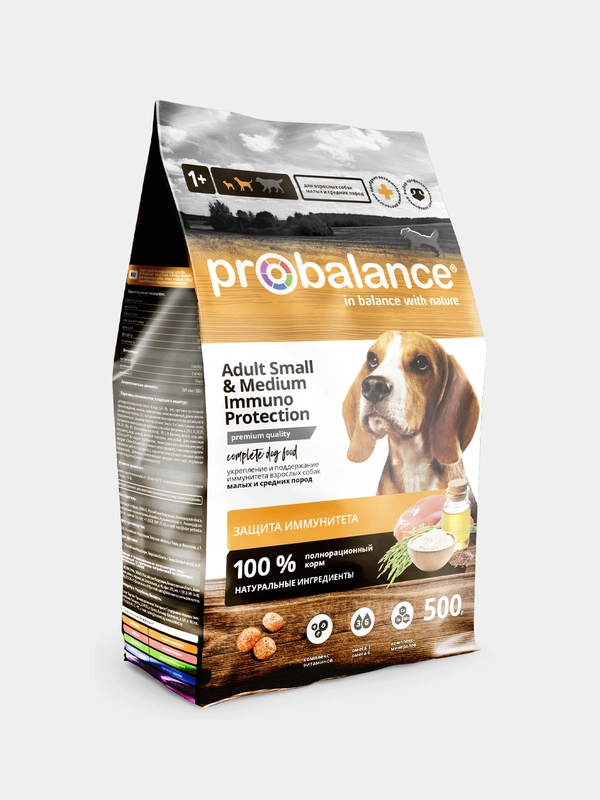 Сухой корм для собак ProBalance "Immuno Adult Small & Medium", 500 г