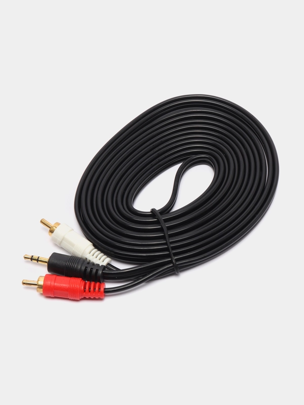 Кабель AUX аудио, джек 3.5, 2 x RCA, 3 метра