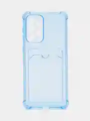 Голубой чехол противоударный для Samsung Galaxy A33 5G, прозрачный, с карманом для карты