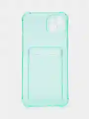 Бирюзовый чехол для iPhone 11, 12, 13, 14, 14 Pro, Plus, Pro Max, прозрачный, с карманом для карт