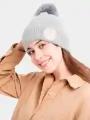Серый шапка с помпоном, 5 цветов
