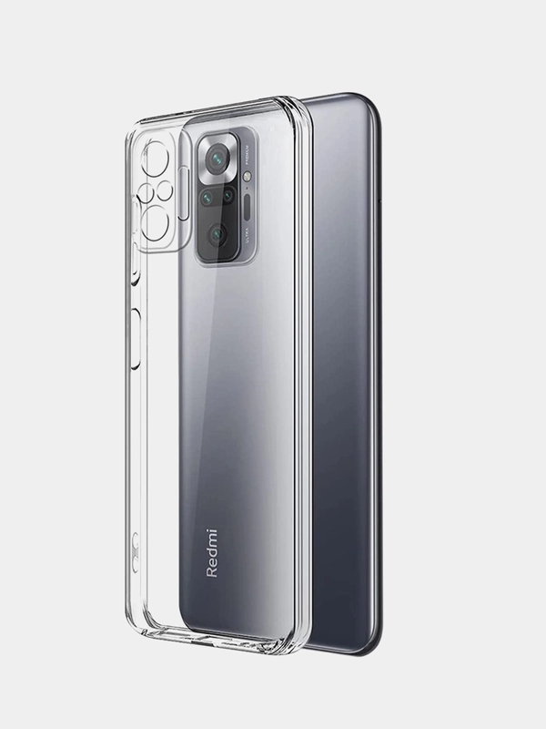 Чехол для Xiaomi Redmi Note 10 Pro, прозрачный, c защитой камеры