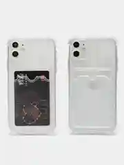 Силиконовый прозрачный чехол для iPhone, с карманом для карт