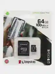 Карта памяти Kingston Canvas Select Plus Class10, microSD + SD для смартфона, регистратора