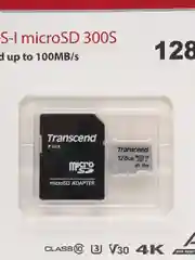 Карта памяти с адаптером Transcend microSD 300S Class 10 (U1 / A1), память 100MB/s
