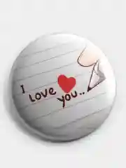 Конфетный значок, пин на одежду "Love", 37 мм., круглый, металлический