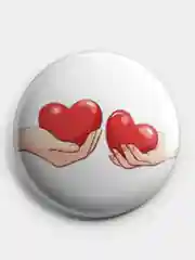 Бирюзовый значок, пин на одежду "Love", 37 мм., круглый, металлический