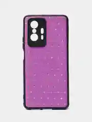 Сиреневый чехол Xiaomi 11T, Xiaomi 11T Pro (Сяоми 11Т, 11Т Про) силиконовый под кожу со стразами