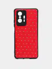 Красный чехол Xiaomi 11T, Xiaomi 11T Pro (Сяоми 11Т, 11Т Про) силиконовый под кожу со стразами