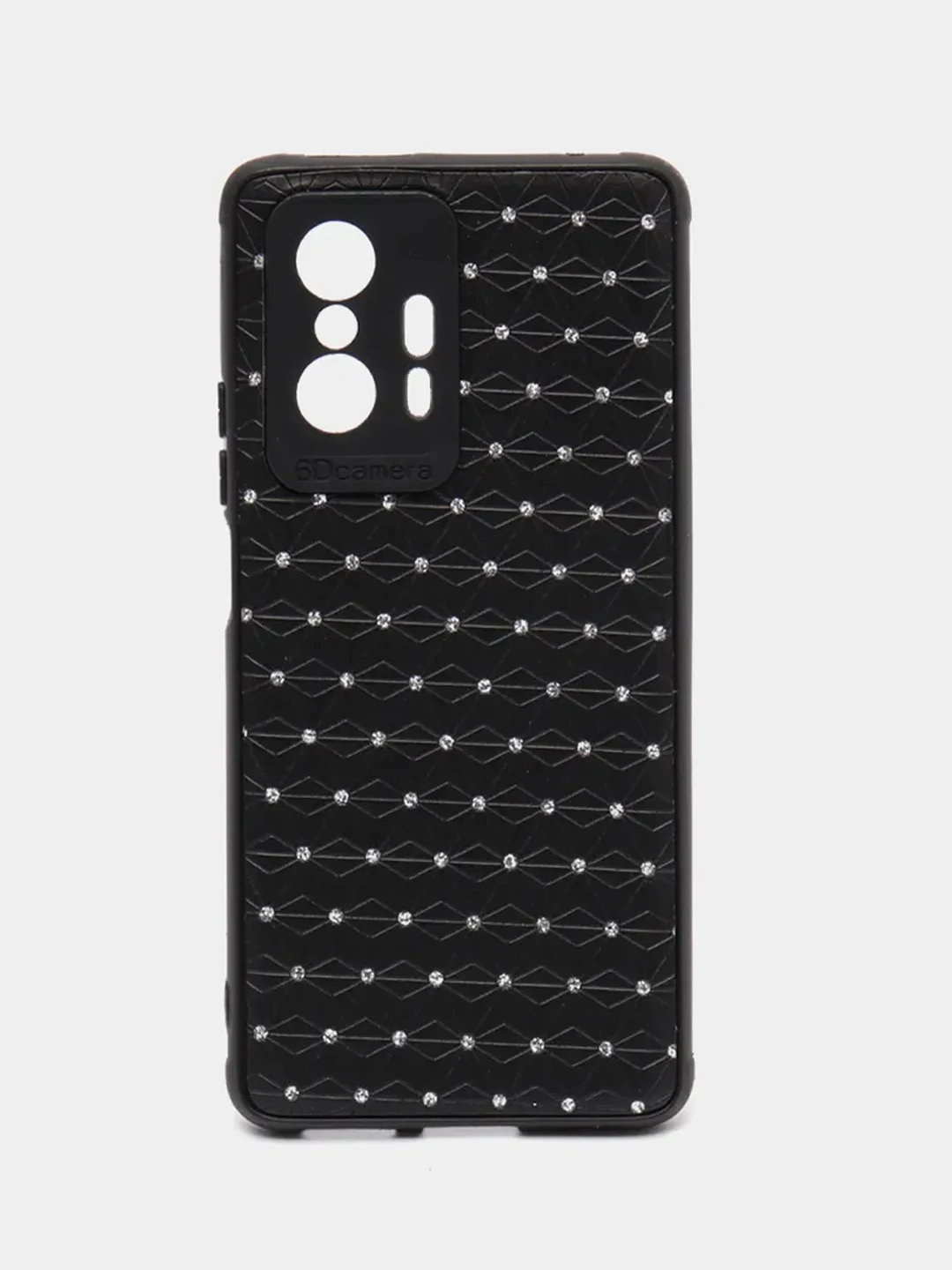Черный чехол Xiaomi 11T, Xiaomi 11T Pro (Сяоми 11Т, 11Т Про) силиконовый под кожу со стразами