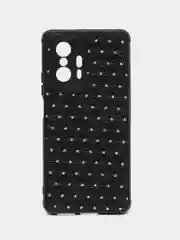 Черный чехол Xiaomi 11T, Xiaomi 11T Pro (Сяоми 11Т, 11Т Про) силиконовый под кожу со стразами