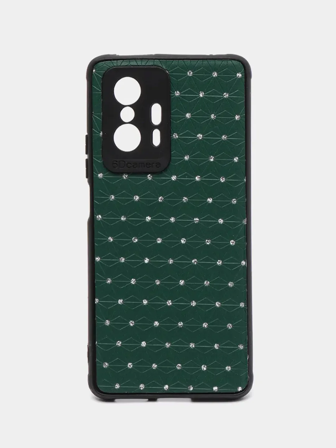 Зеленый чехол Xiaomi 11T, Xiaomi 11T Pro (Сяоми 11Т, 11Т Про) силиконовый под кожу со стразами
