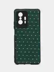 Зеленый чехол Xiaomi 11T, Xiaomi 11T Pro (Сяоми 11Т, 11Т Про) силиконовый под кожу со стразами