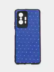 Синий чехол Xiaomi 11T, Xiaomi 11T Pro (Сяоми 11Т, 11Т Про) силиконовый под кожу со стразами
