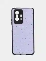 Лавандовый чехол Xiaomi 11T, Xiaomi 11T Pro (Сяоми 11Т, 11Т Про) силиконовый под кожу со стразами