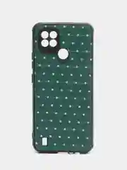 Зеленый чехол Realme C21 Реалми С21 силиконовый под кожу со стразами