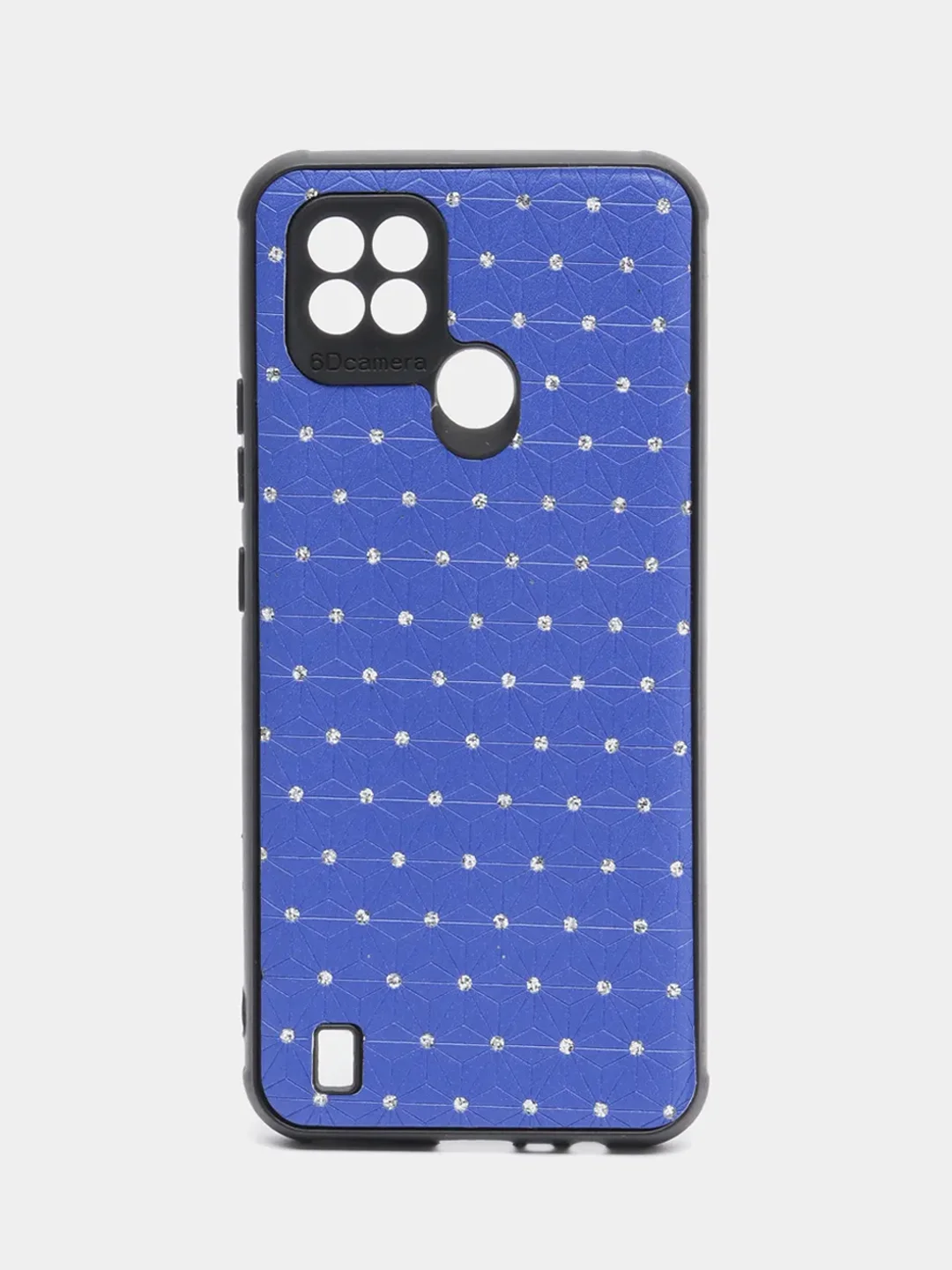 Синий чехол Realme C21 Реалми С21 силиконовый под кожу со стразами