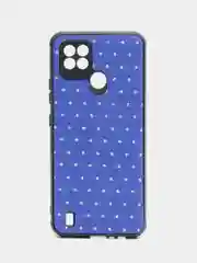 Синий чехол Realme C21 Реалми С21 силиконовый под кожу со стразами