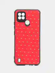 Красный чехол Realme C21 Реалми С21 силиконовый под кожу со стразами