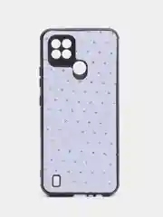 Лавандовый чехол Realme C21 Реалми С21 силиконовый под кожу со стразами