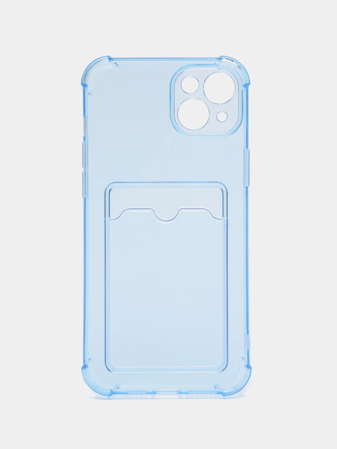Голубой чехол для iPhone 11, 12, 13, 14, 14 Pro, Plus, Pro Max, прозрачный, с карманом для карт