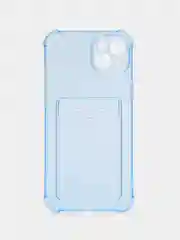 Голубой чехол для iPhone 11, 12, 13, 14, 14 Pro, Plus, Pro Max, прозрачный, с карманом для карт