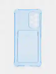 Голубой чехол противоударный Samsung Galaxy A53 5G, СамсунгА53 5G, прозрачный с карманом для карты