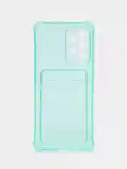 Бирюзовый чехол противоударный для Samsung Galaxy A33 5G, прозрачный, с карманом для карты