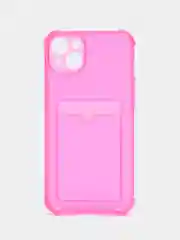 Фуксия чехол для iPhone 11, 12, 13, 14, 14 Pro, Plus, Pro Max, прозрачный, с карманом для карт