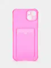 Фуксия чехол для iPhone 11, 12, 13, 14, 14 Pro, Plus, Pro Max, прозрачный, с карманом для карт
