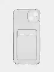 Черный чехол для iPhone 11, 12, 13, 14, 14 Pro, Plus, Pro Max, прозрачный, с карманом для карт