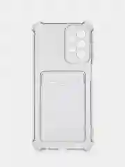 Черный чехол противоударный для Samsung Galaxy A23, Самсунг А23 прозрачный, с карманом для карты