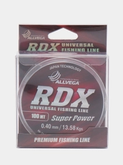 Леска Allvega RDX universal диаметр 0.4 мм, тест 13.58 кг, 100 м, прозрачная