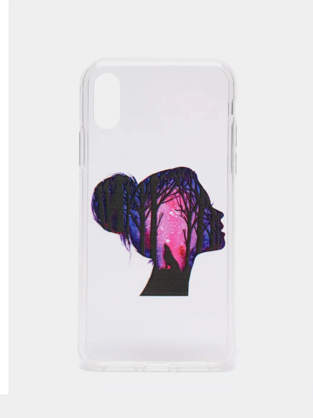 Фуксия чехол Apple iPhone X / Xs прозрачный силиконовый с рисунком