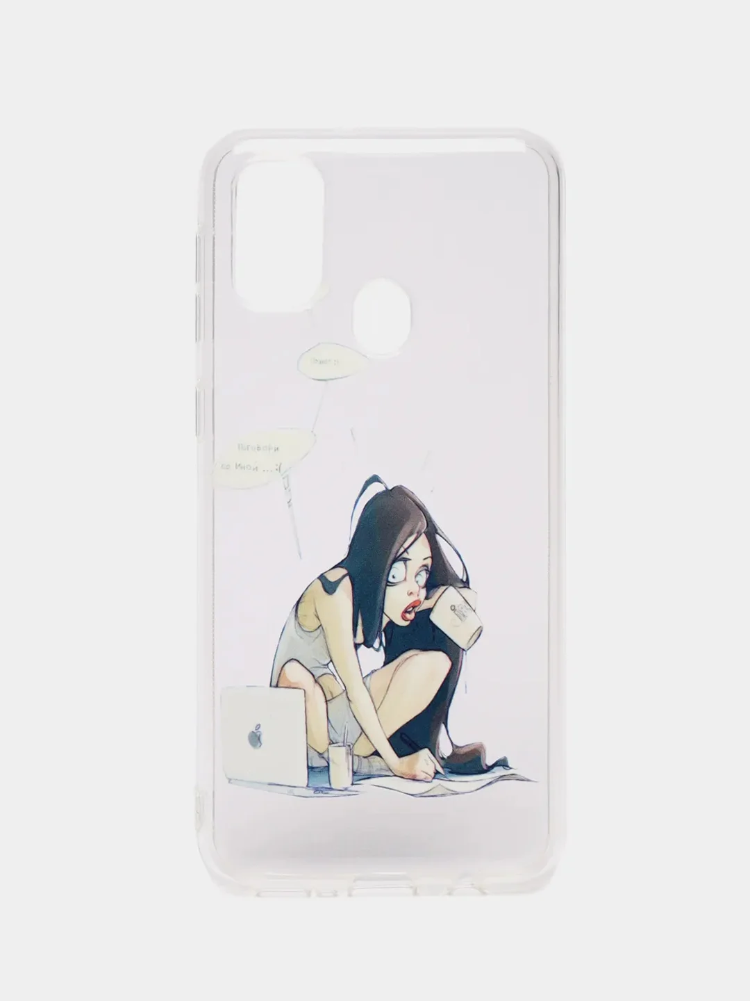 Оливковый чехол Samsung Galaxy M21 / M30s, Галакси М21 / М30с прозрачный силиконовый с рисунком