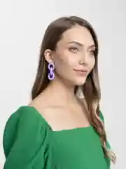 Лавандовый комплект сережек: цепь, сердце