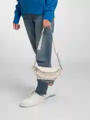 Бежевый сумка на пояс, бананка, женская,  кожа