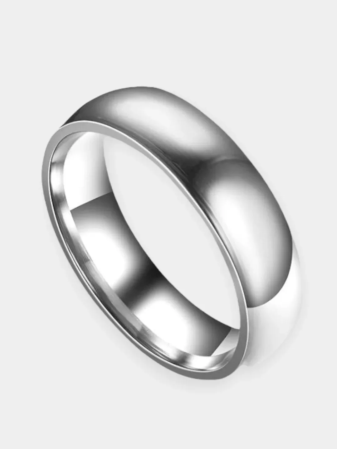 Серебряный кольцо обручальное, стальное, унисекс, 6 мм