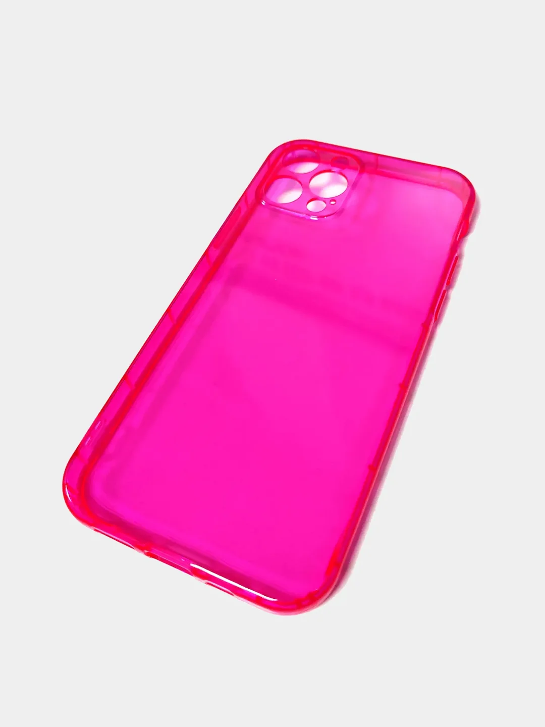 Розовый чехол для iPhone 11, XR, 12, 13, 14, Pro, Max, Plus, 7, 8, SE 2020, неон, с защитой камеры