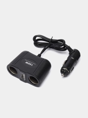 Многофункциональный разветвитель прикуривателя, 2 входа + 1 USB, с проводом 12v/24v