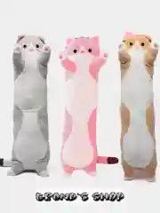 Розовый кот-батон мягкая игрушка-антистресс подушка / кот сосиска / кот багет / кот подушка