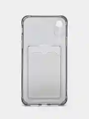 Серый чехол для iPhone 7/8 Plus/XR/11/12/13/Pro/Pro Max, силиконовый, с карманом для карт
