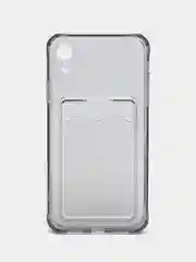 Серый чехол для iPhone 7/8 Plus/XR/11/12/13/Pro/Pro Max, силиконовый, с карманом для карт