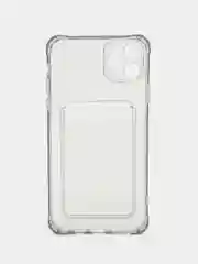 Серый чехол для iPhone 7/8 Plus/XR/11/12/13/Pro/Pro Max, силиконовый, с карманом для карт