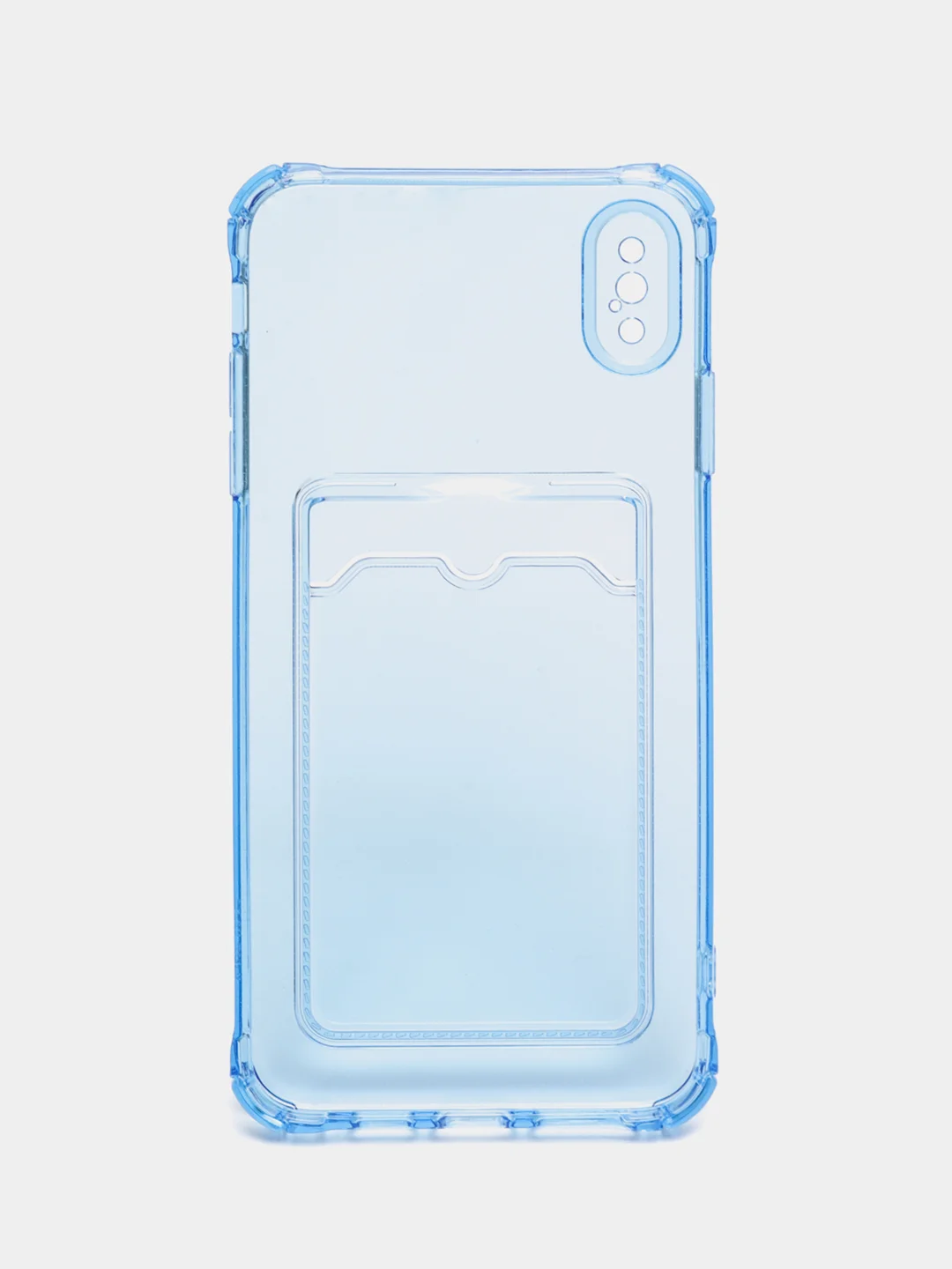 Голубой чехол для iPhone 7/8 Plus/XR/11/12/13/Pro/Pro Max, силиконовый, с карманом для карт