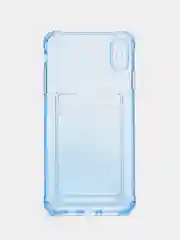 Голубой чехол для iPhone 7/8 Plus/XR/11/12/13/Pro/Pro Max, силиконовый, с карманом для карт