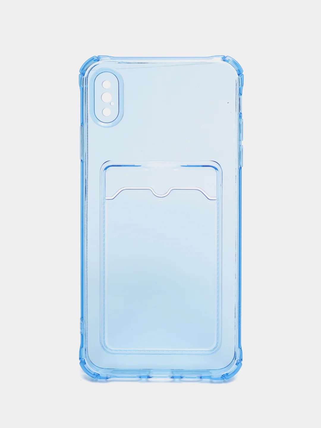Голубой чехол для iPhone 7/8 Plus/XR/11/12/13/Pro/Pro Max, силиконовый, с карманом для карт