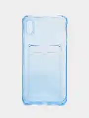 Голубой чехол для iPhone 7/8 Plus/XR/11/12/13/Pro/Pro Max, силиконовый, с карманом для карт