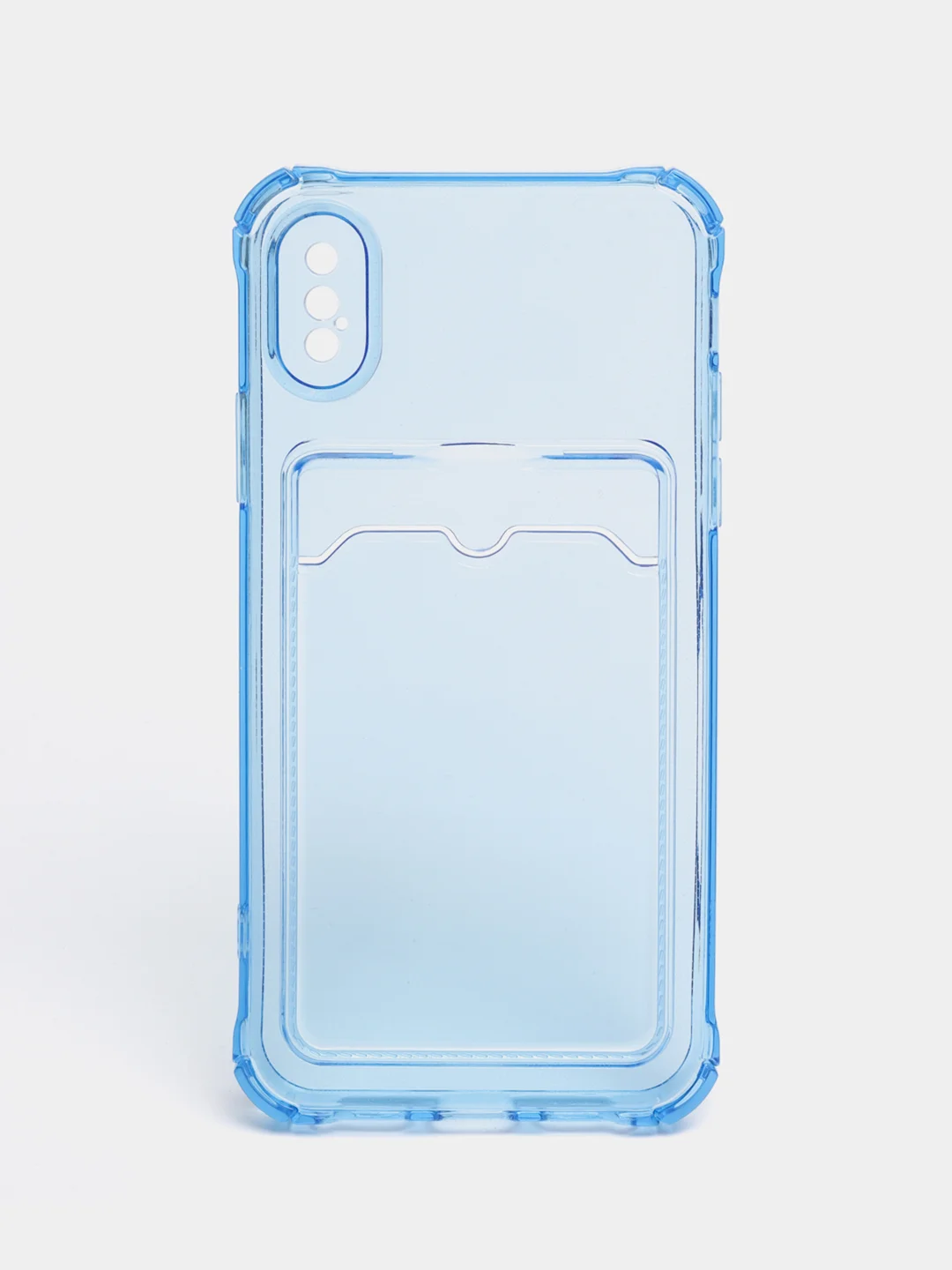 Голубой чехол для iPhone 7/8 Plus/XR/11/12/13/Pro/Pro Max, силиконовый, с карманом для карт