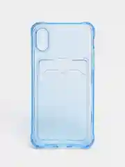 Голубой чехол для iPhone 7/8 Plus/XR/11/12/13/Pro/Pro Max, силиконовый, с карманом для карт